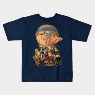 Vintage Hot Air Balloon with Children, Safe Journey Kids T-Shirt